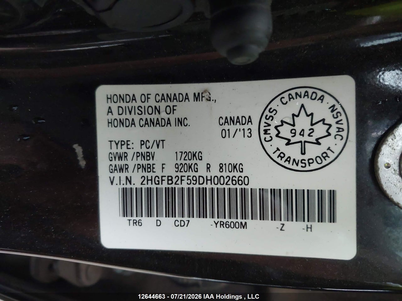 2013 HONDA CIVIC EX 4DR thumbnail 10
