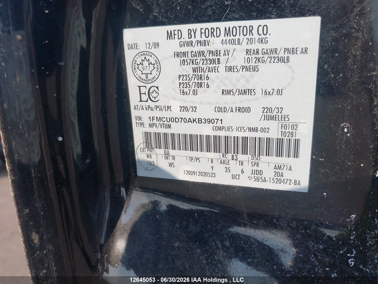 2010 FORD ESCAPE XLT thumbnail 10