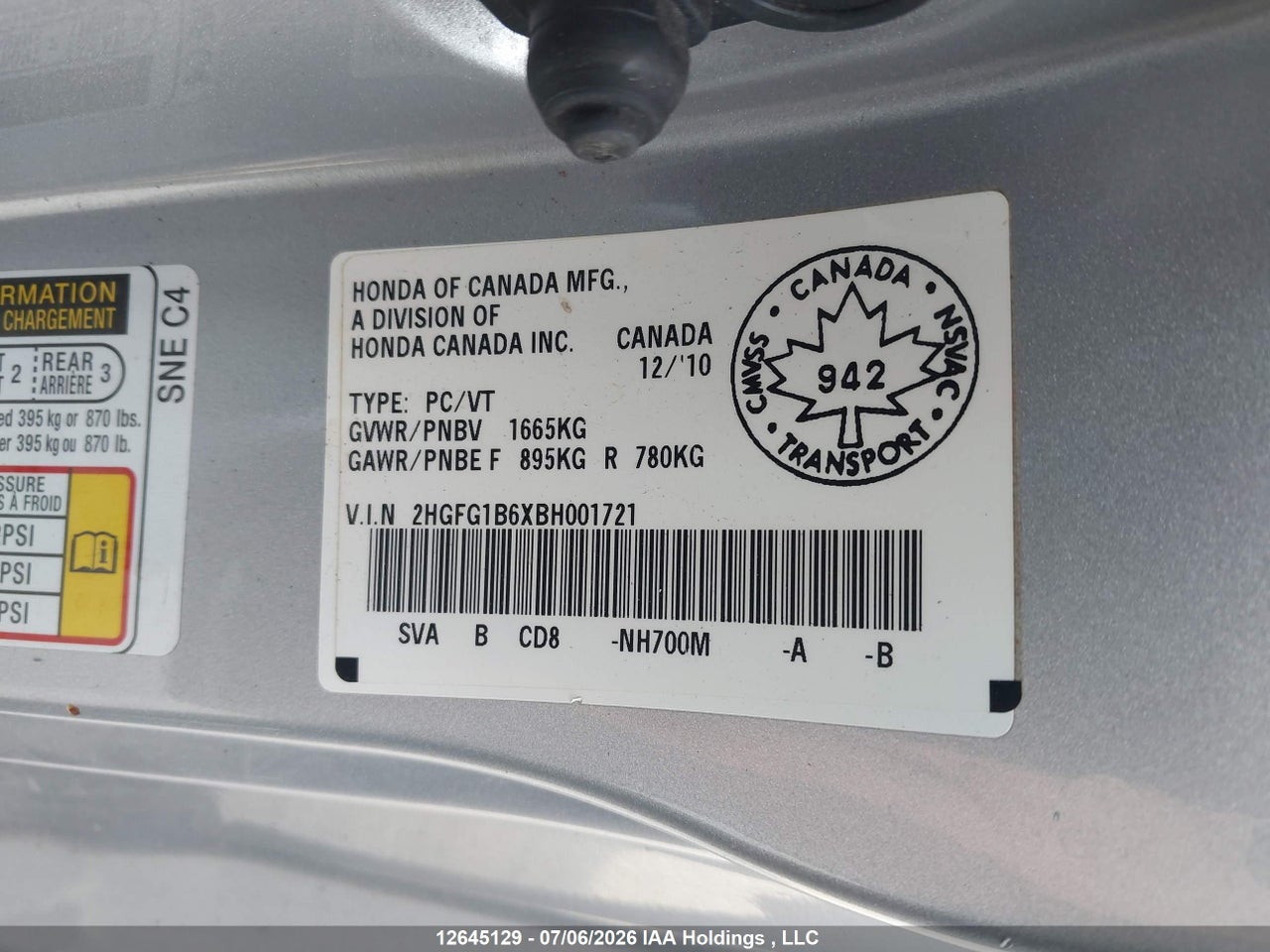 2011 HONDA CIVIC LX thumbnail 10