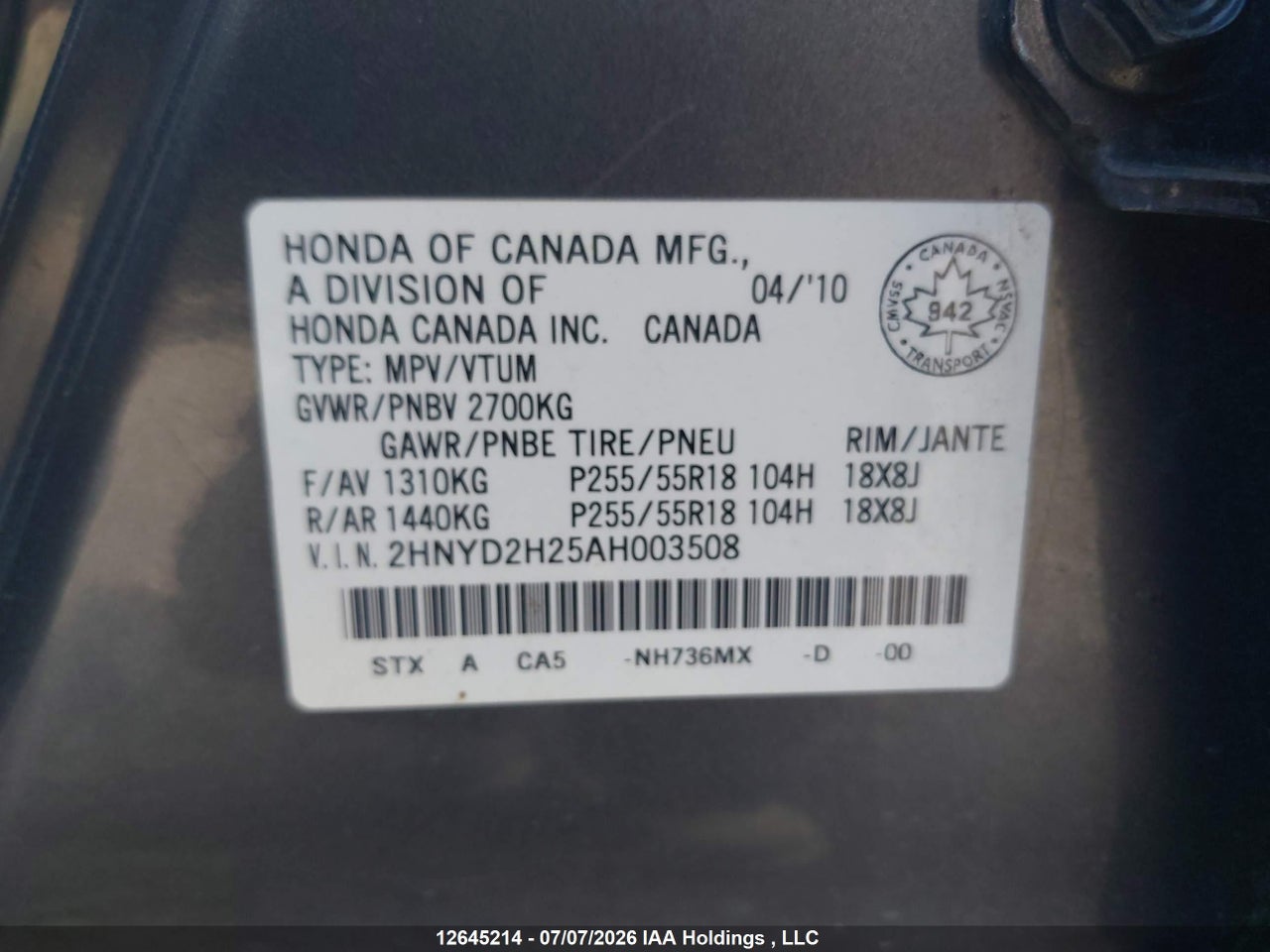 2010 ACURA MDX thumbnail 10