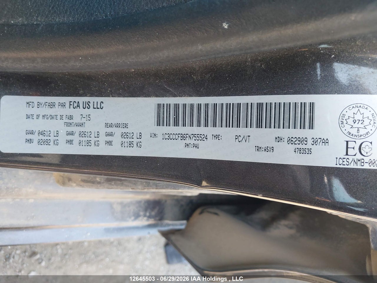 2015 CHRYSLER 200 LX thumbnail 10