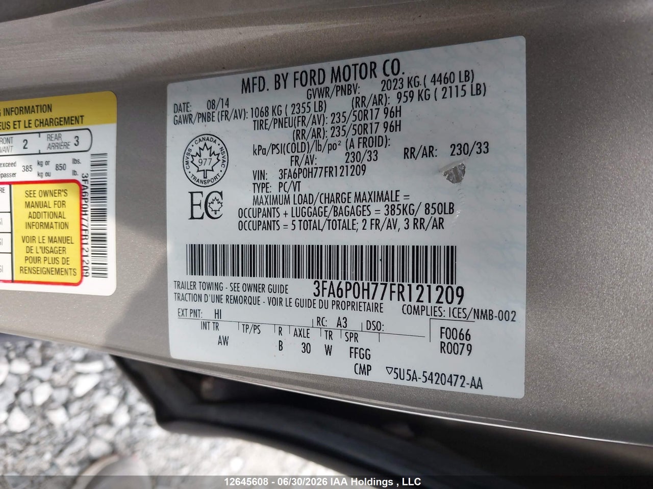 2015 FORD FUSION SE thumbnail 10