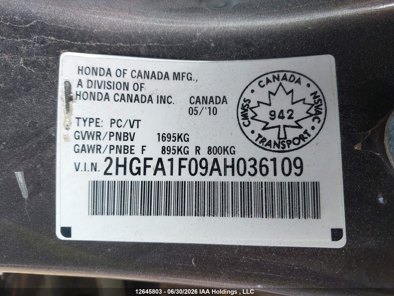 2010 HONDA CIVIC EXL thumbnail 10