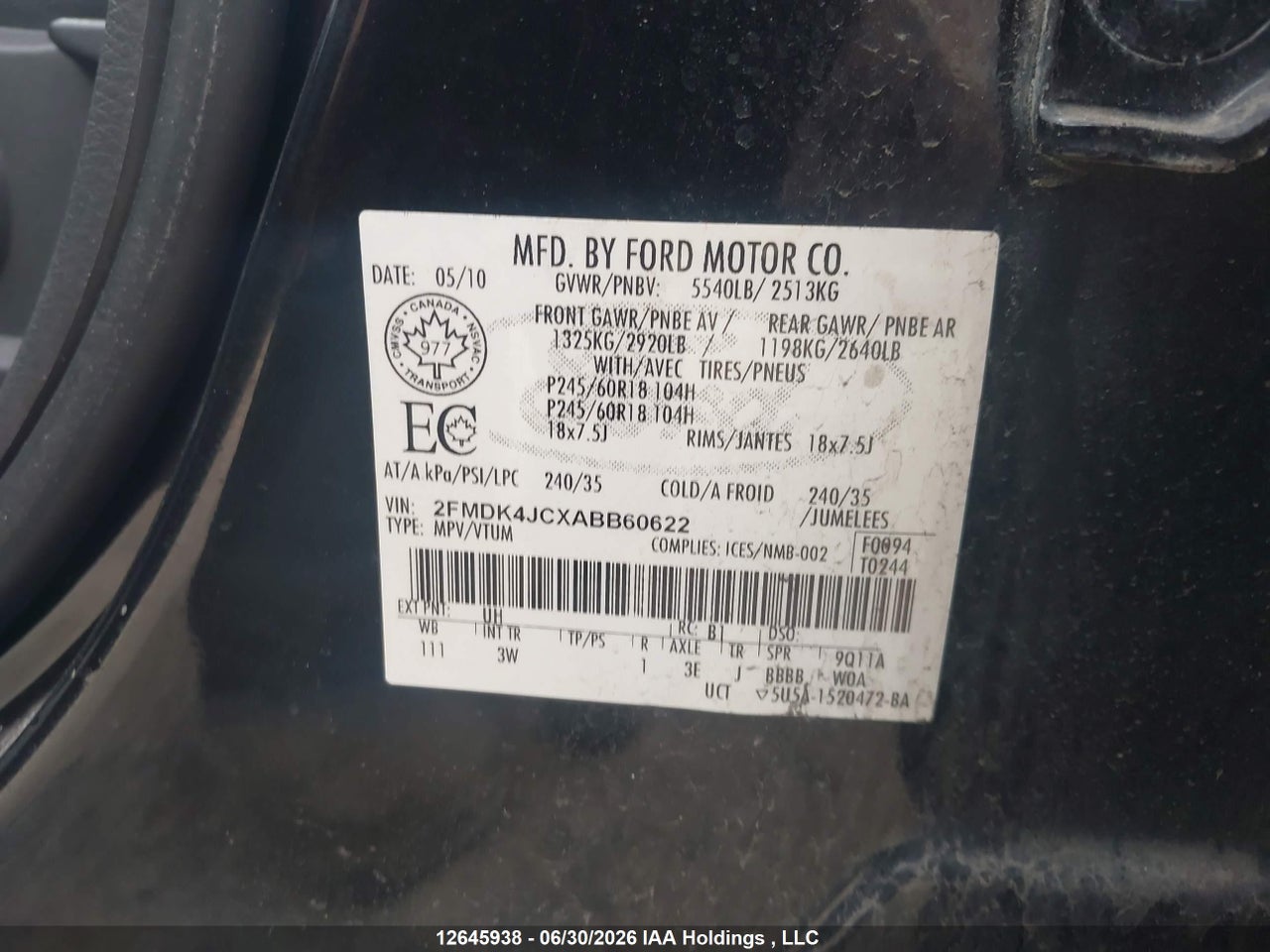 2010 FORD EDGE SEL thumbnail 10
