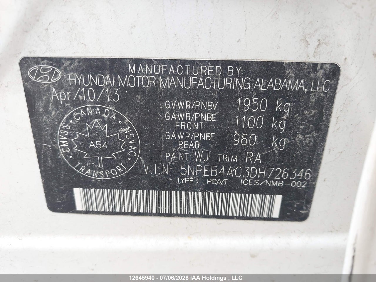 2013 HYUNDAI SONATA GLS thumbnail 10