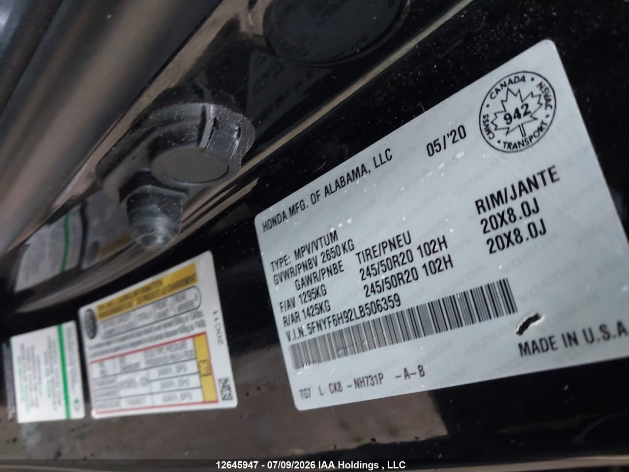 2020 HONDA PILOT TOURING thumbnail 10