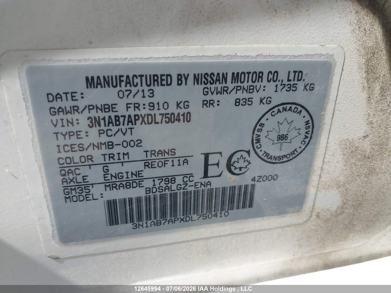 2013 NISSAN SENTRA 1.8 S/1.8 SV thumbnail 10