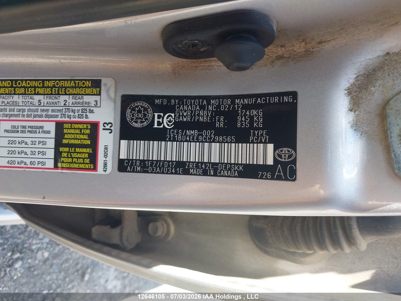 2012 TOYOTA COROLLA S/LE thumbnail 10