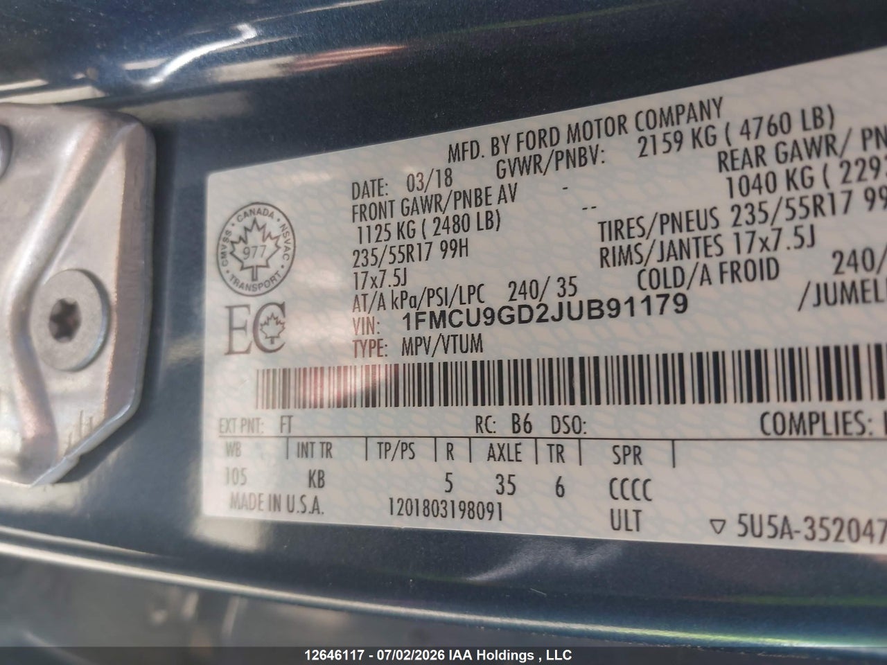 2018 FORD ESCAPE SE thumbnail 10