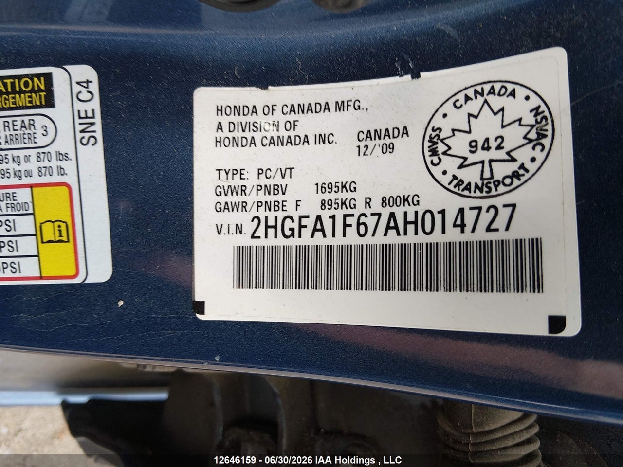 2010 HONDA CIVIC LX-S thumbnail 10