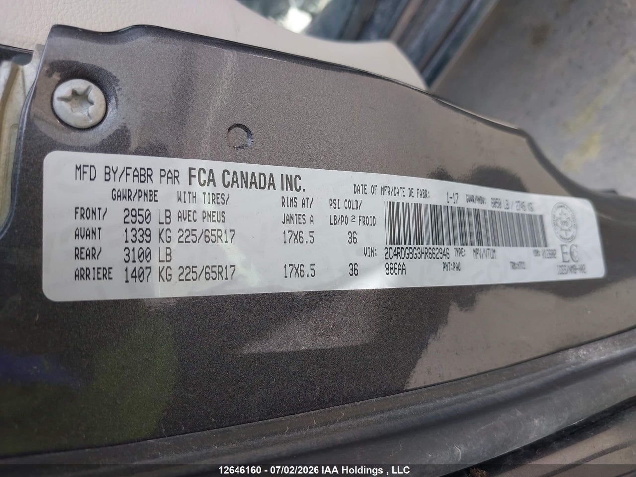 2017 DODGE GRAND CARAVAN CVP/SXT thumbnail 10