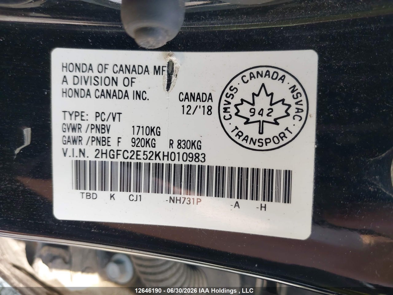 2019 HONDA CIVIC LX thumbnail 10