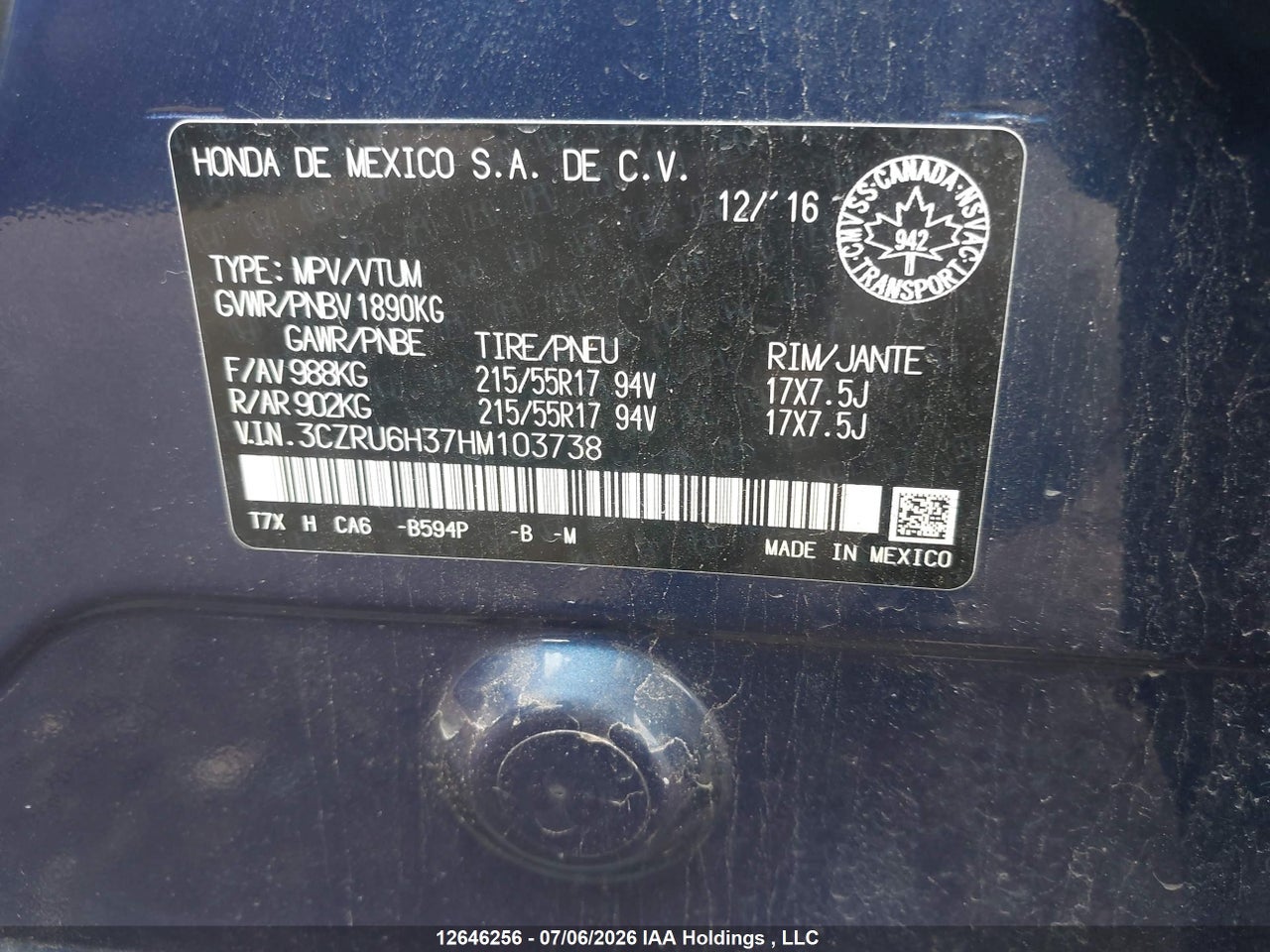 2017 HONDA HR-V LX thumbnail 10