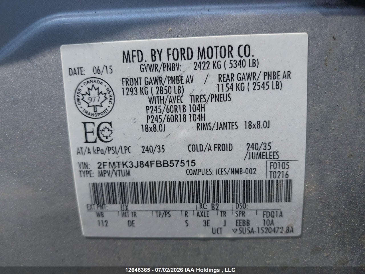 2015 FORD EDGE SE thumbnail 10