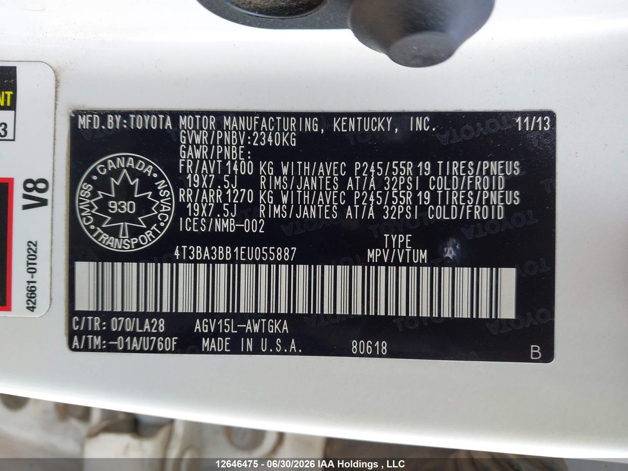 2014 TOYOTA VENZA thumbnail 10