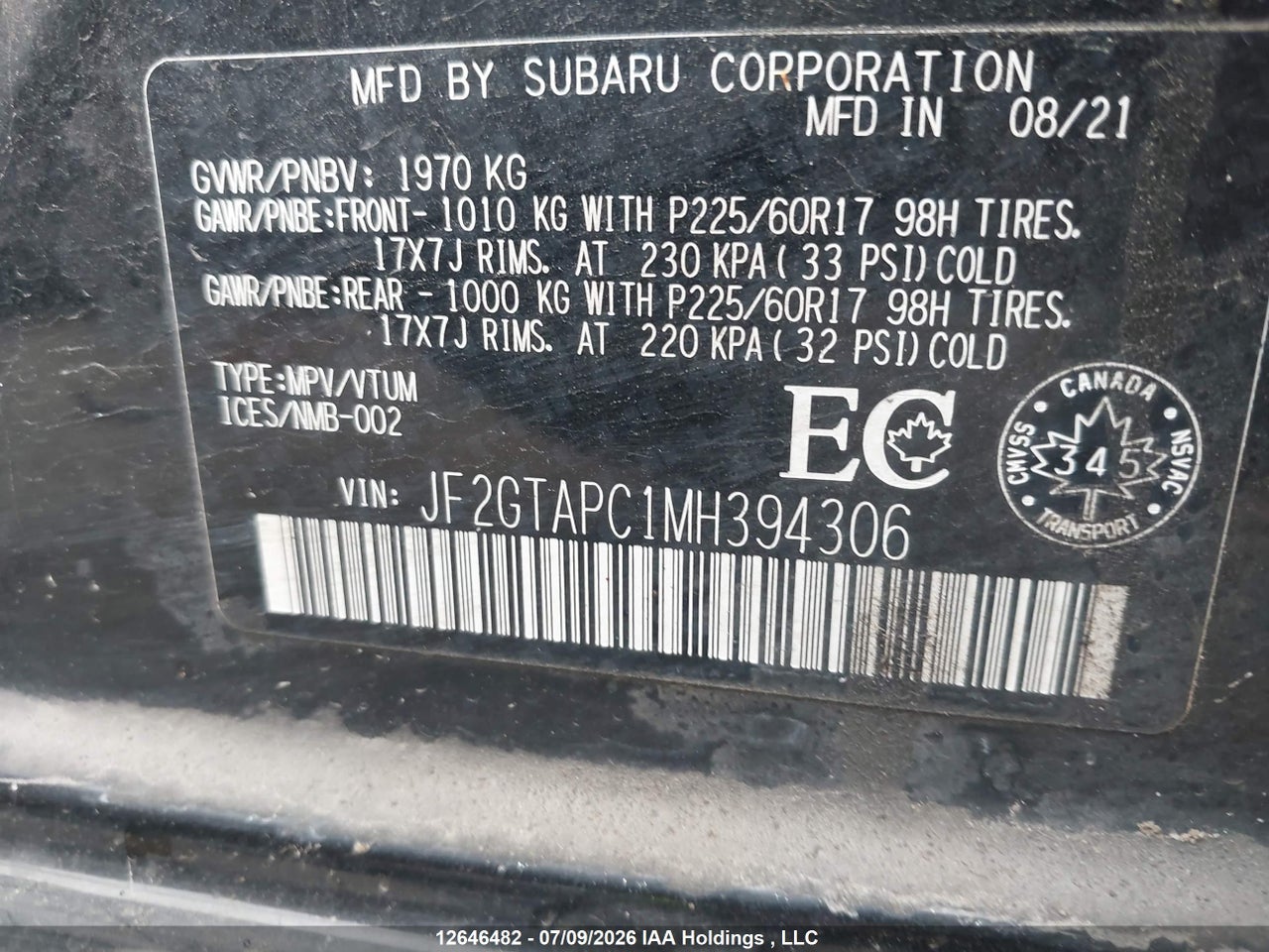 2021 SUBARU CROSSTREK PREMIUM thumbnail 10