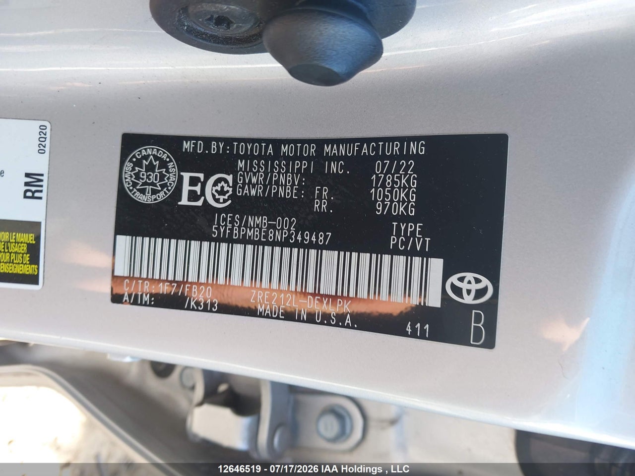 2022 TOYOTA COROLLA LE thumbnail 10