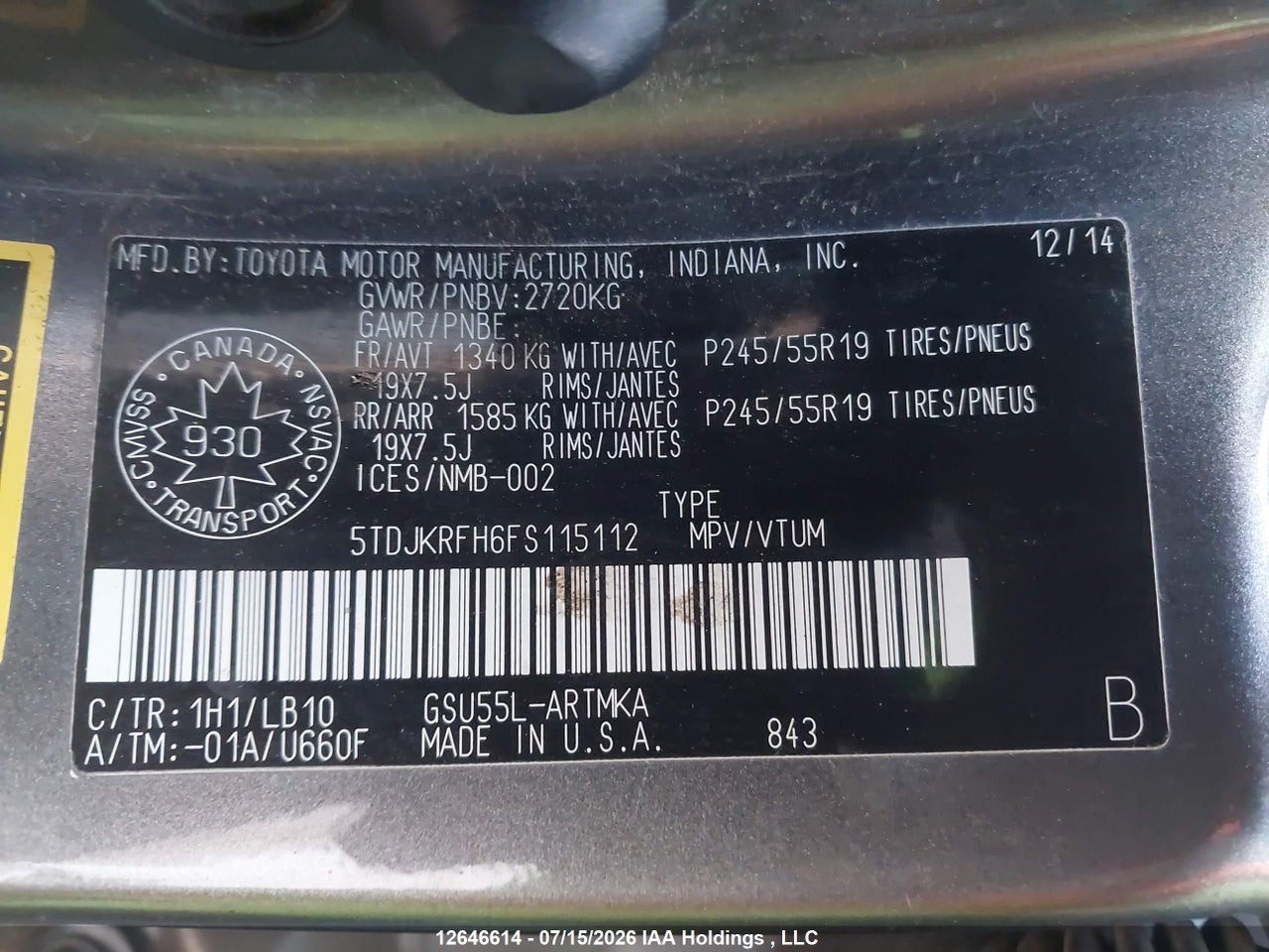 2015 TOYOTA highlander xle thumbnail 10