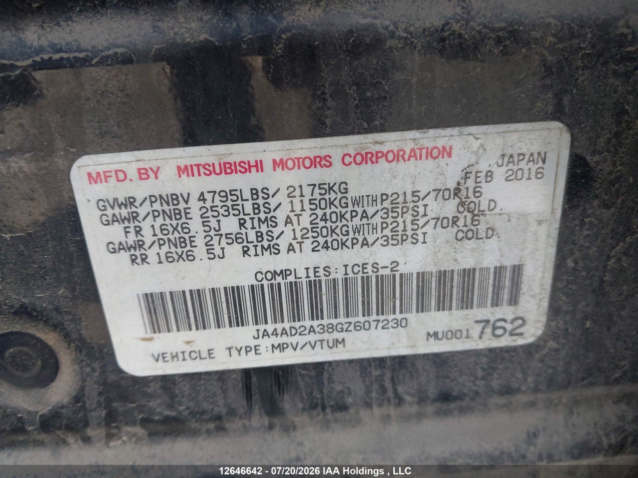 2016 MITSUBISHI outlander thumbnail 10