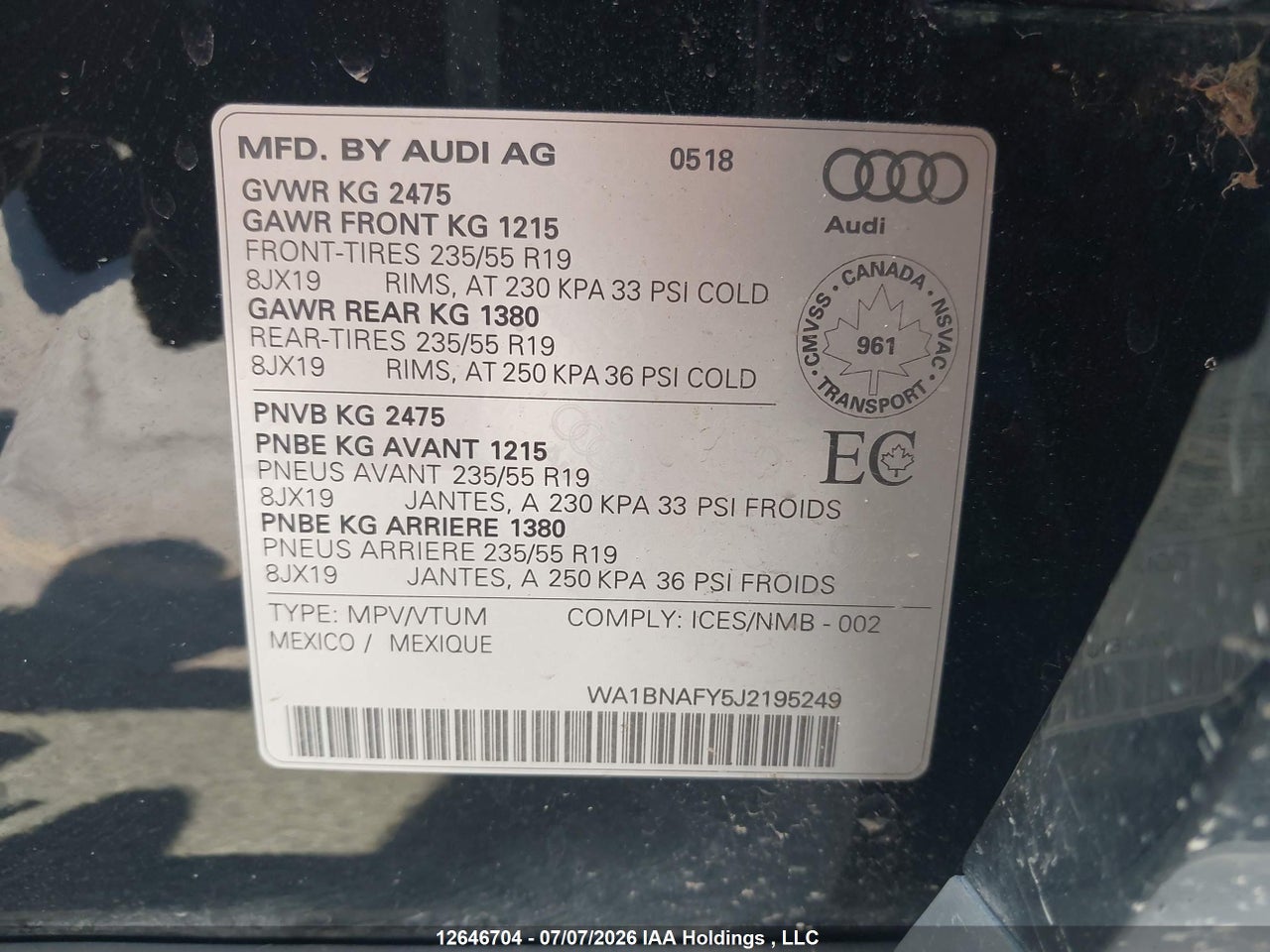 2018 AUDI Q5 2.0T PROGRESSIV thumbnail 10