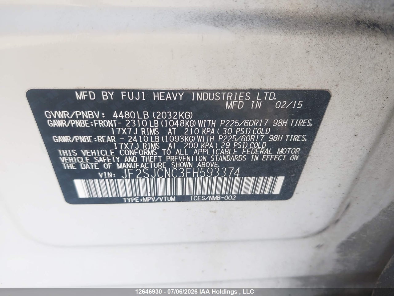 2015 SUBARU FORESTER 2.5I TOURING PACKAGE thumbnail 10