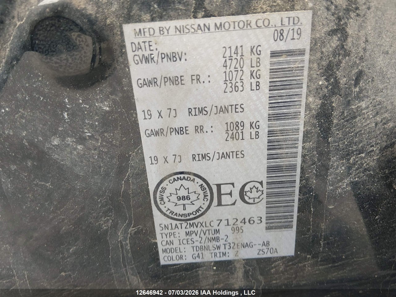 2020 NISSAN ROGUE S/SL/SV thumbnail 10