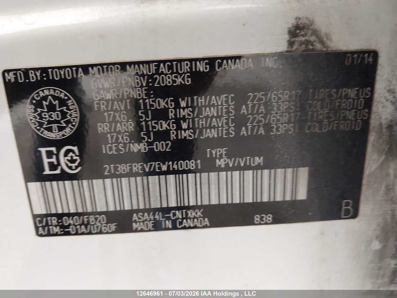 2014 TOYOTA RAV4 LE thumbnail 10