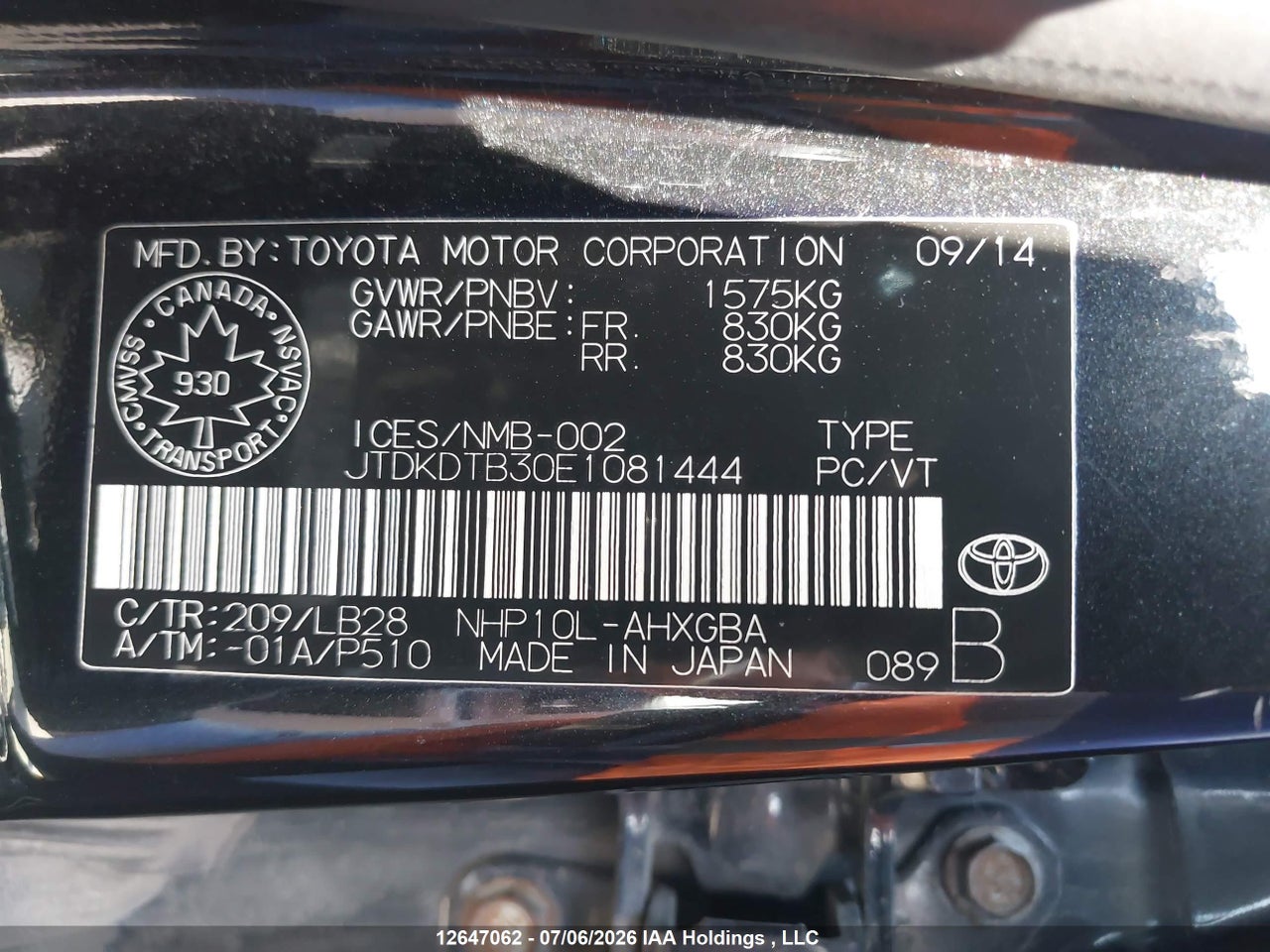 2014 TOYOTA Prius c thumbnail 10