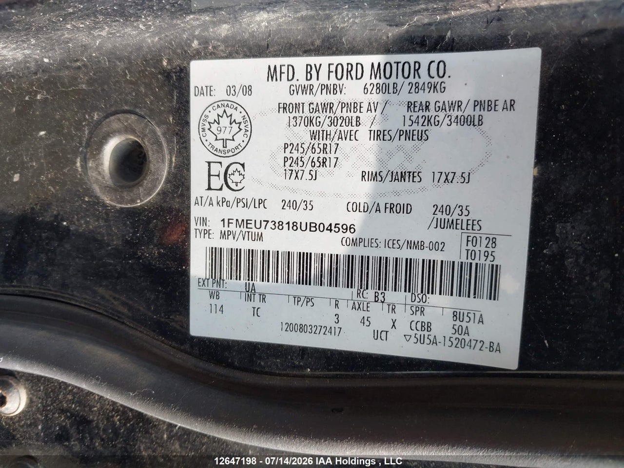 2008 FORD EXPLORER XLT thumbnail 10