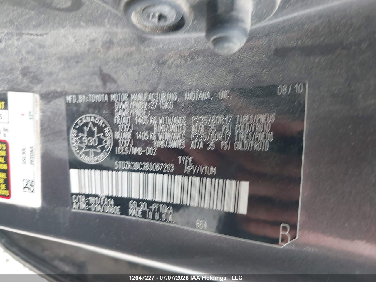 2011 TOYOTA SIENNA thumbnail 10