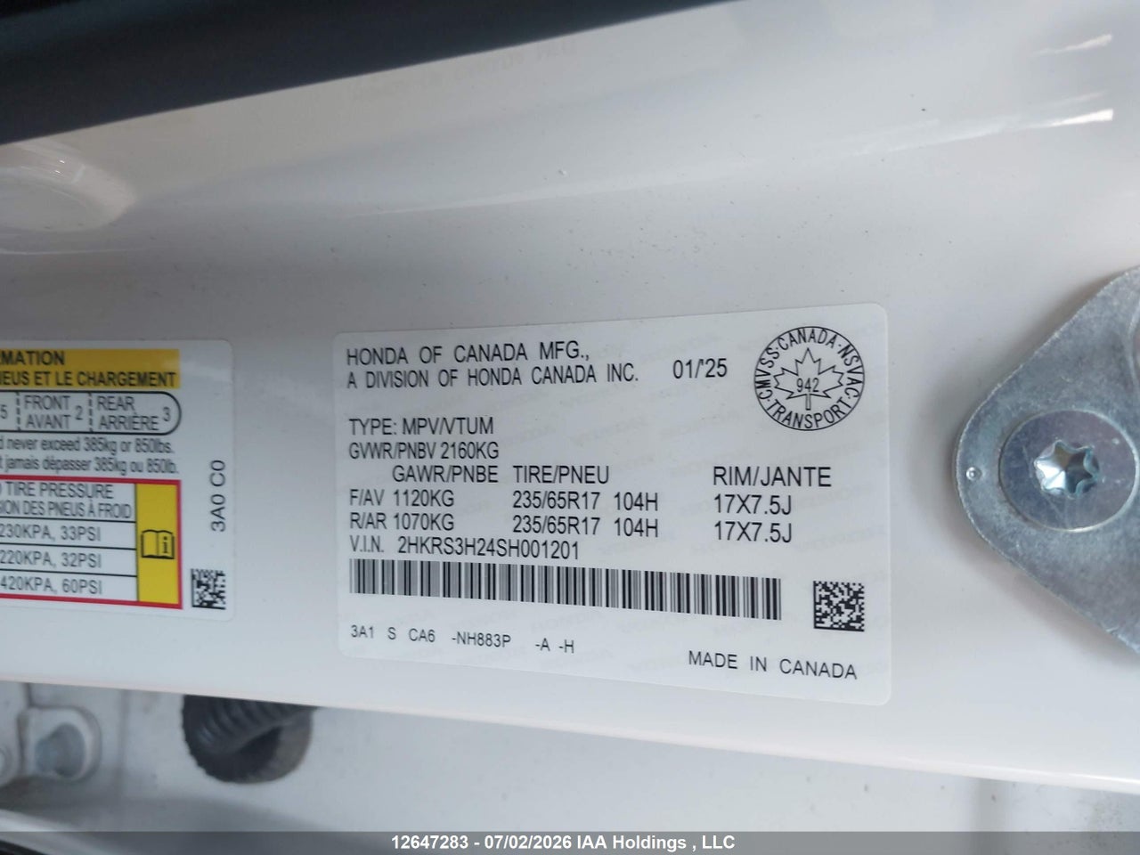 2025 HONDA CR-V LX 2WD thumbnail 10