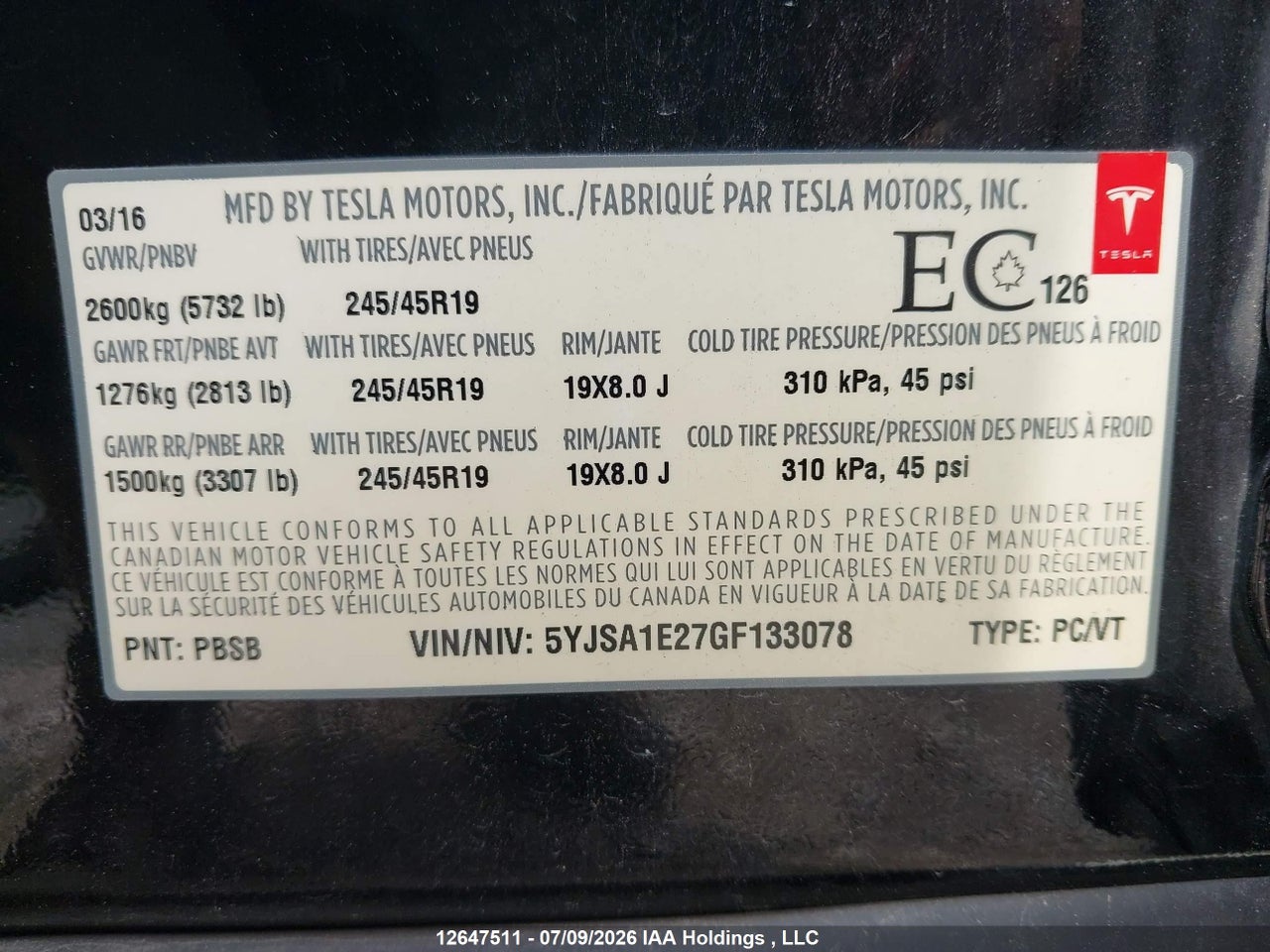 2016 TESLA MODEL S 60D/70D/75D/85D/90D thumbnail 10