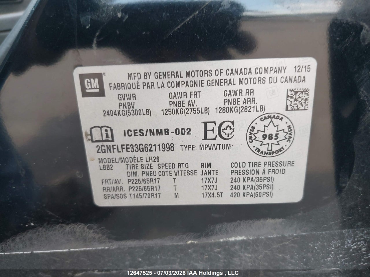 2016 CHEVROLET EQUINOX LT thumbnail 10
