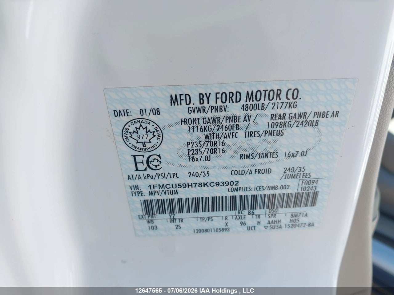 2008 FORD ESCAPE HEV thumbnail 10