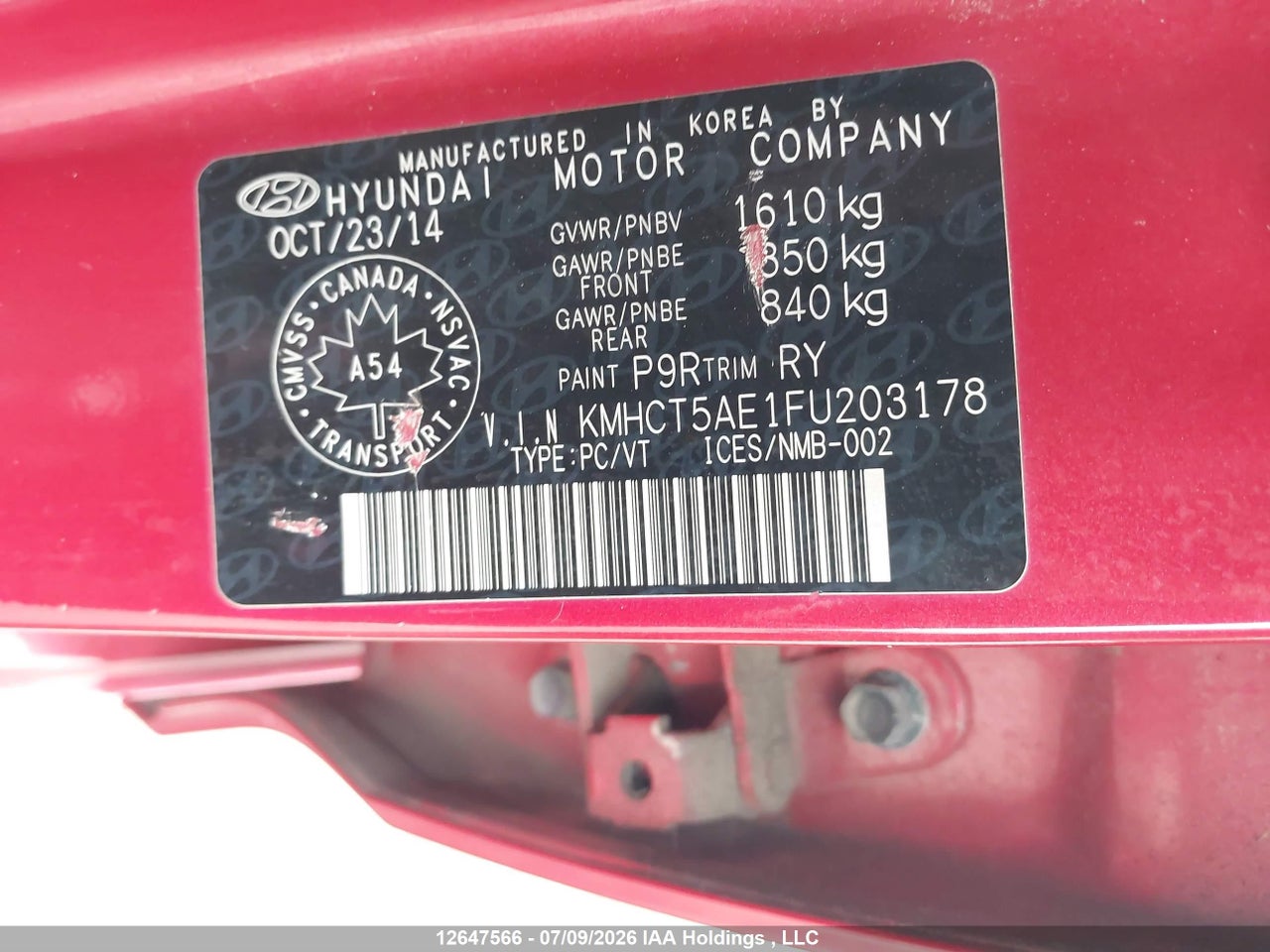 2015 HYUNDAI ACCENT GS thumbnail 10