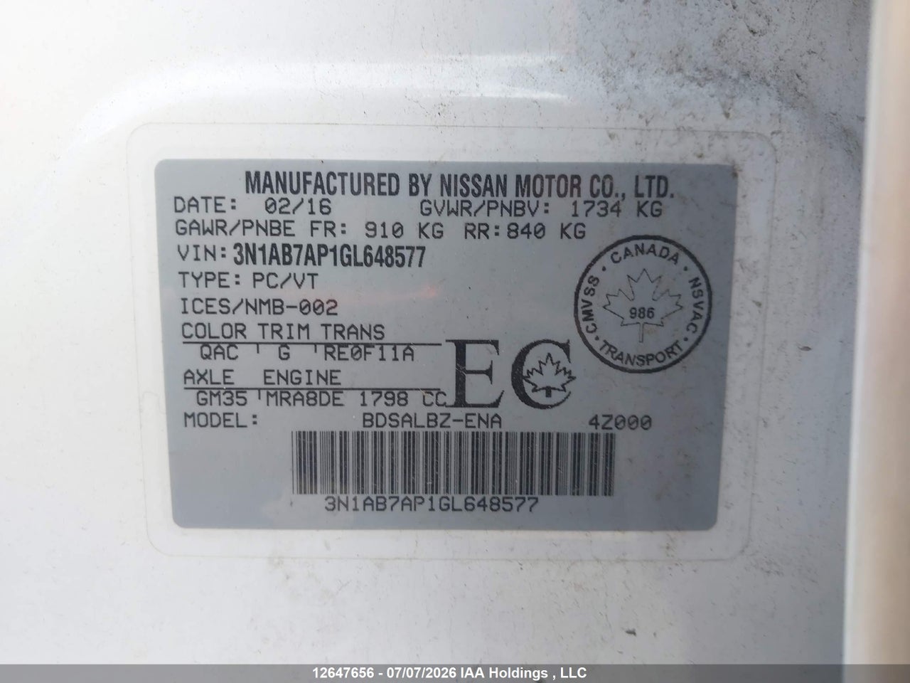 2016 NISSAN SENTRA thumbnail 10