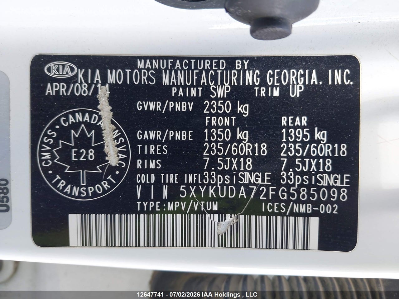 2015 KIA SORENTO EX V6 thumbnail 10
