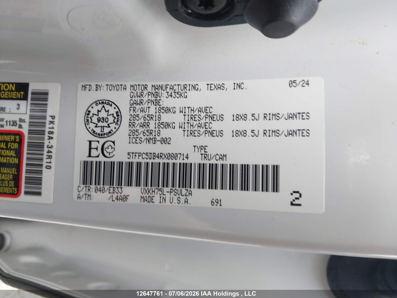 2024 TOYOTA TUNDRA HYBRID LIMITED 4X4 thumbnail 10