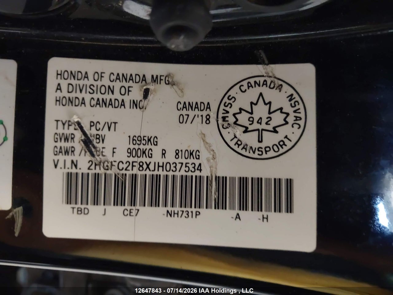 2018 HONDA CIVIC thumbnail 10