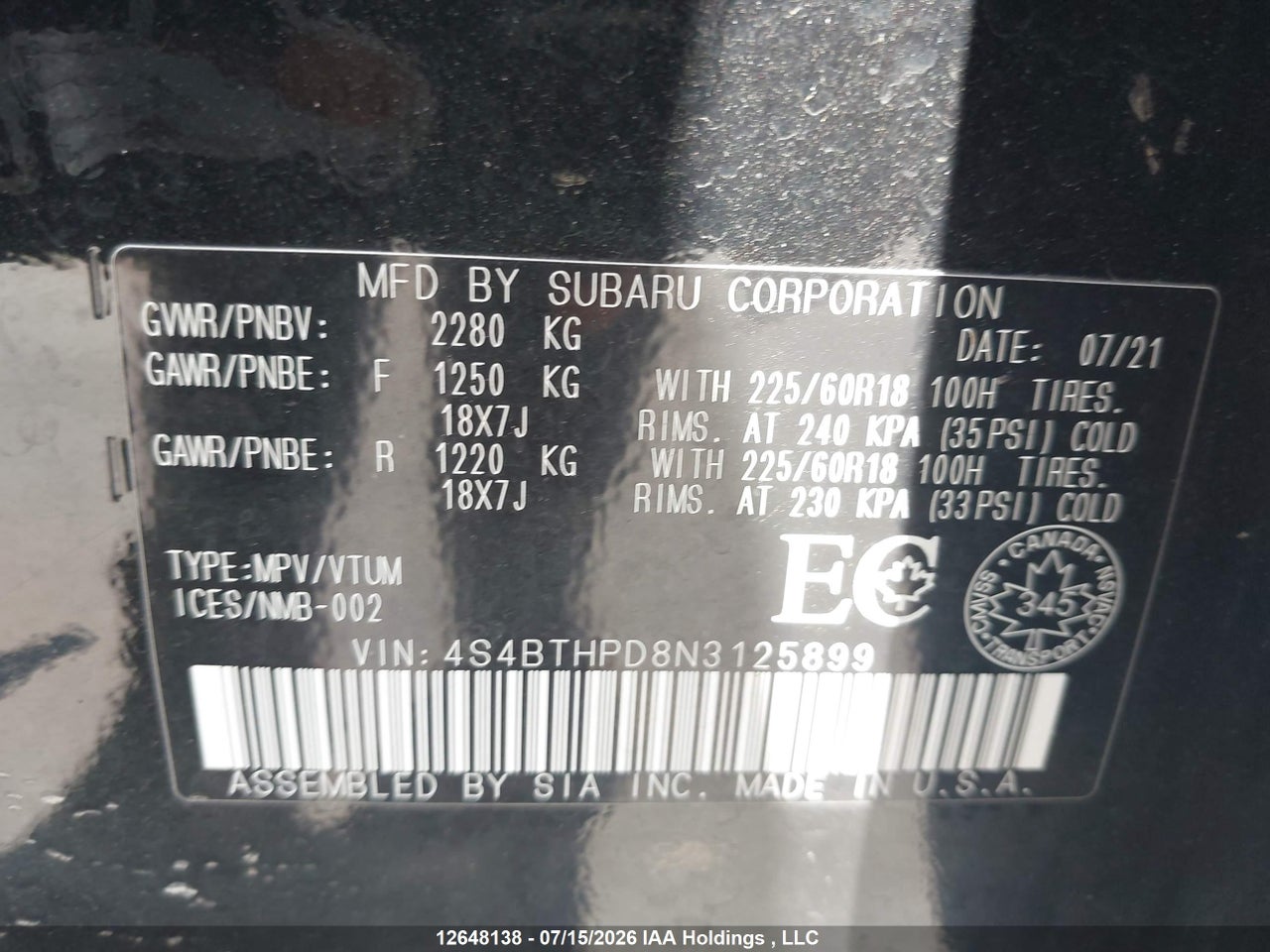 2022 SUBARU LEGACY OUTBACK thumbnail 10