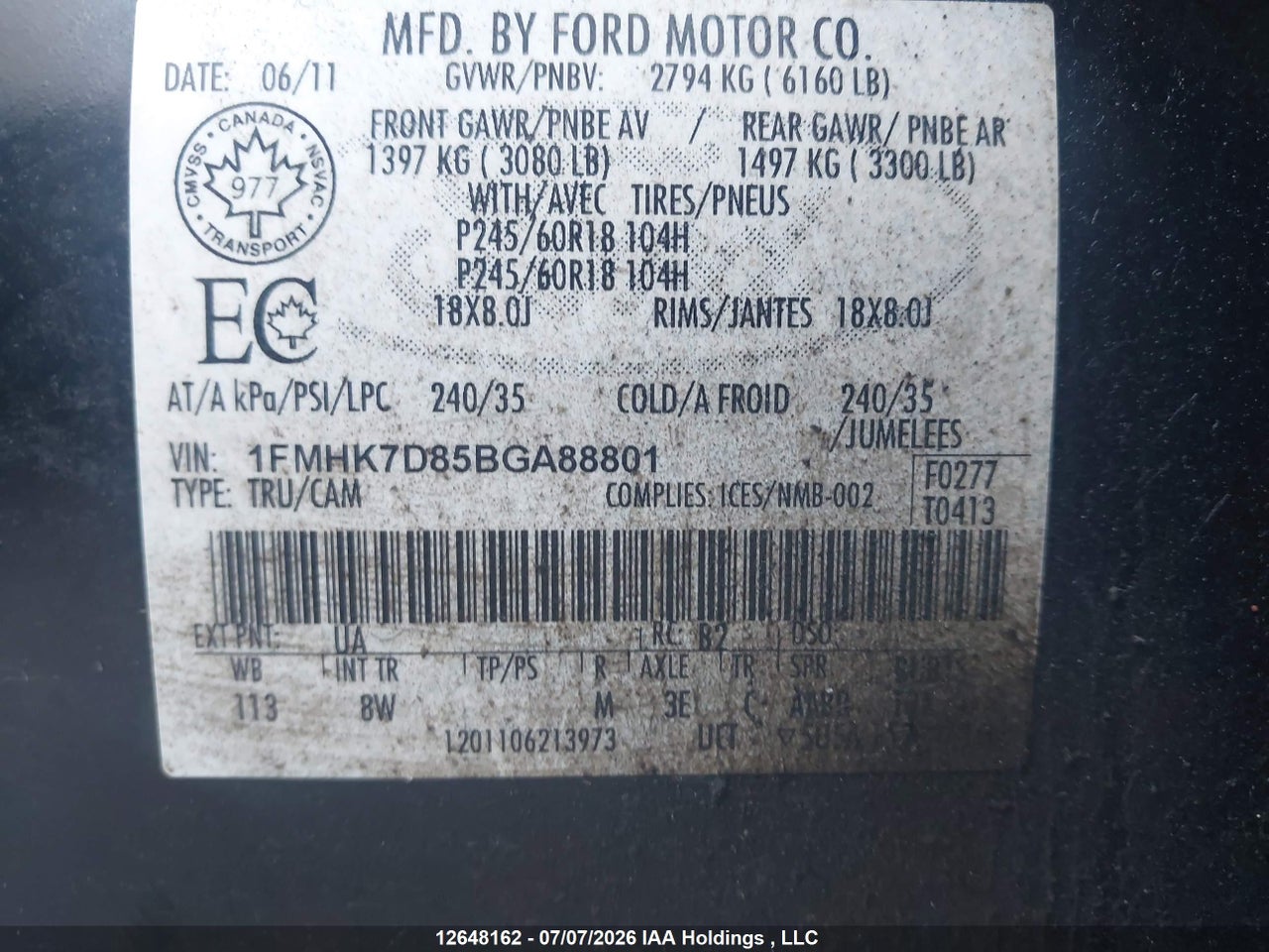 2011 FORD EXPLORER XLT thumbnail 10