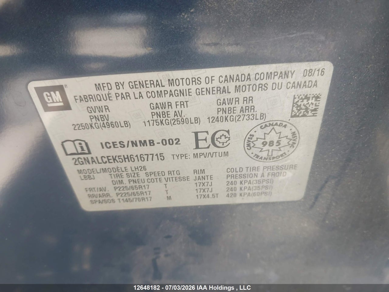 2017 CHEVROLET EQUINOX LT thumbnail 10