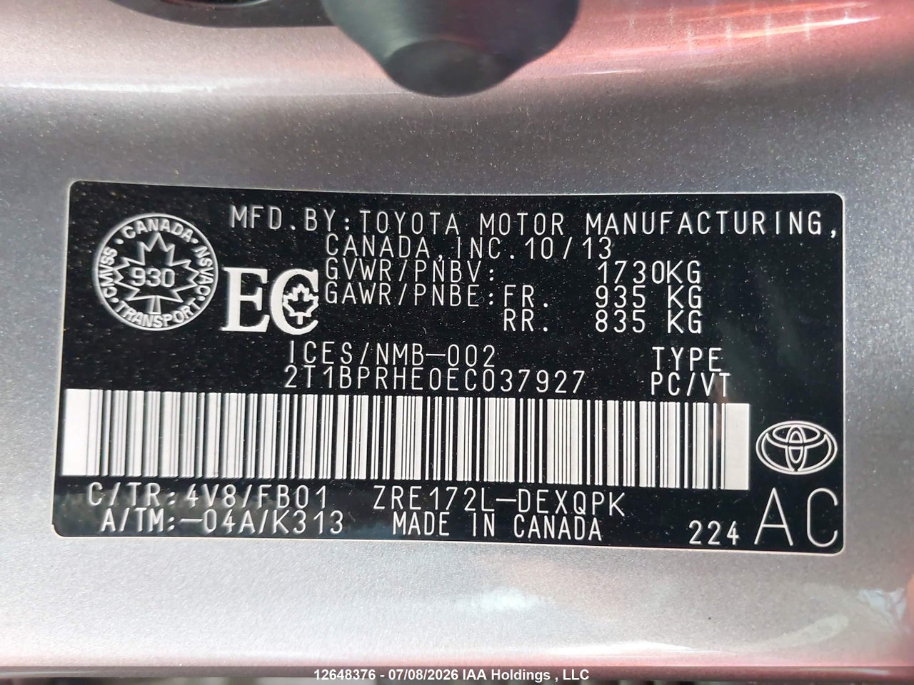 2014 TOYOTA COROLLA ECO/ECO PLUS/ECO PREMIUM thumbnail 10
