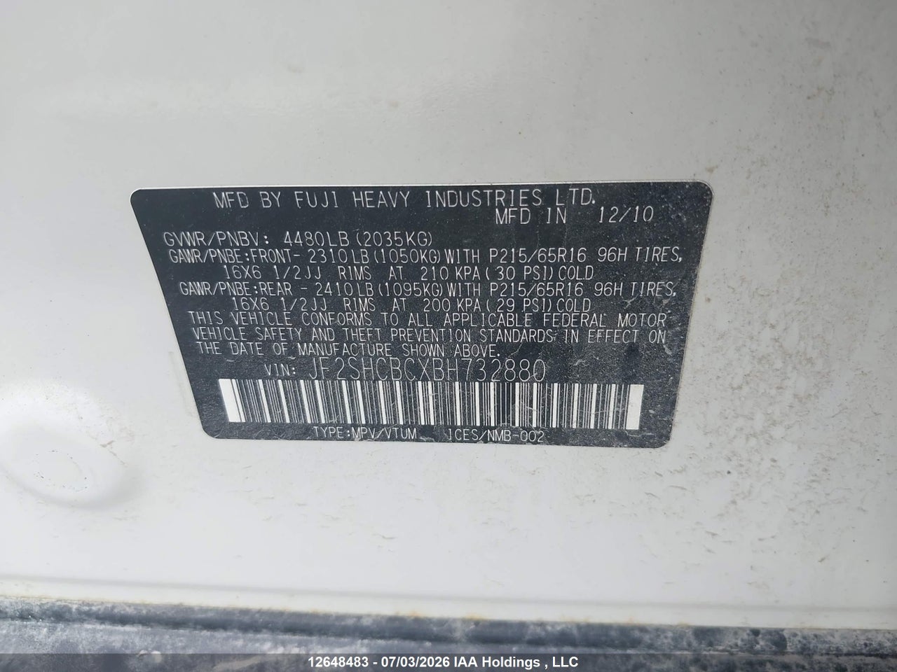2011 SUBARU FORESTER 2.5X thumbnail 10