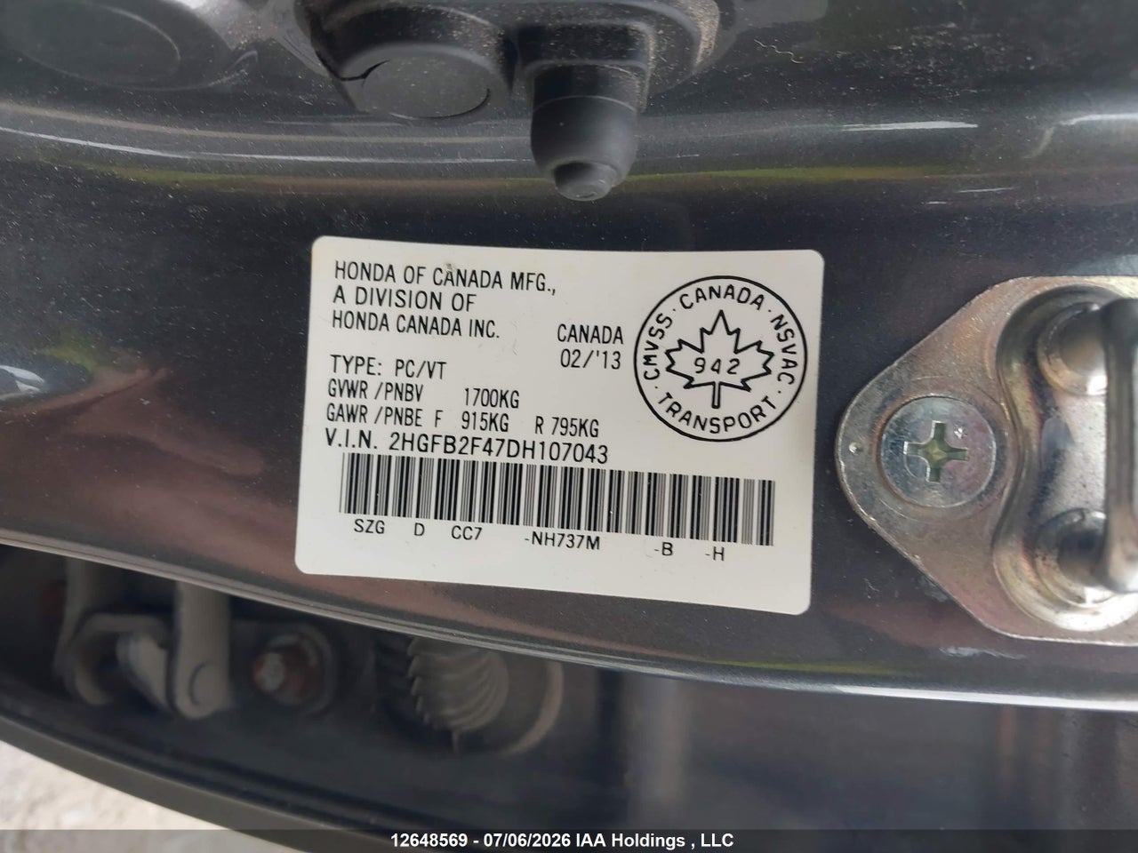 2013 HONDA CIVIC LX thumbnail 10
