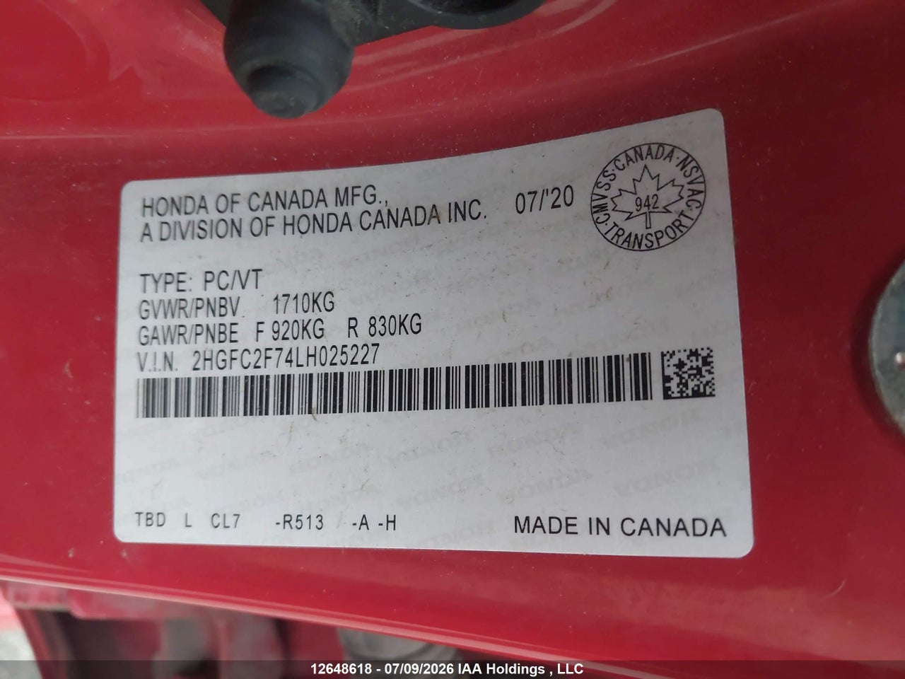 2020 HONDA CIVIC EX thumbnail 10