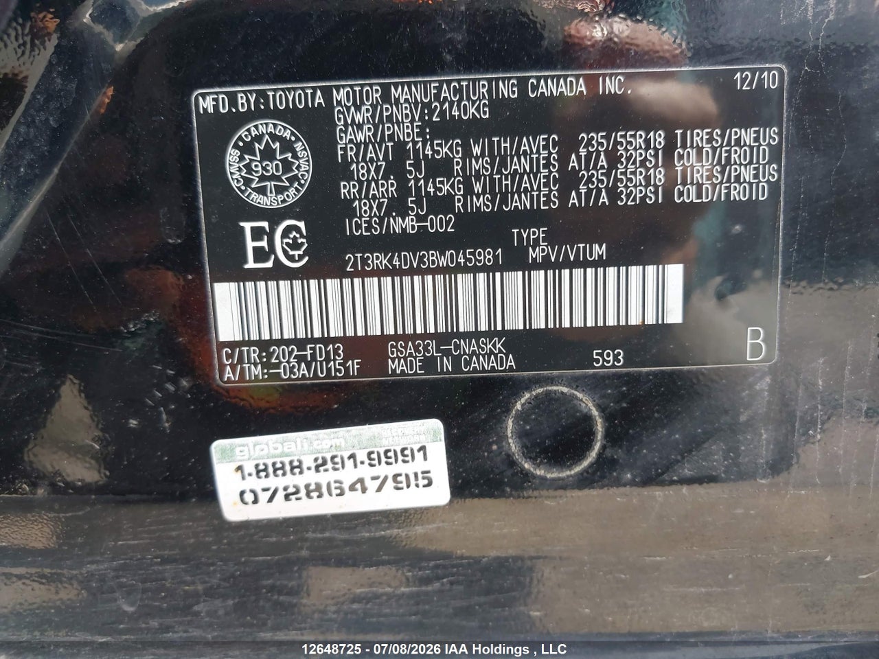 2011 TOYOTA RAV4 SPORT V6 thumbnail 10