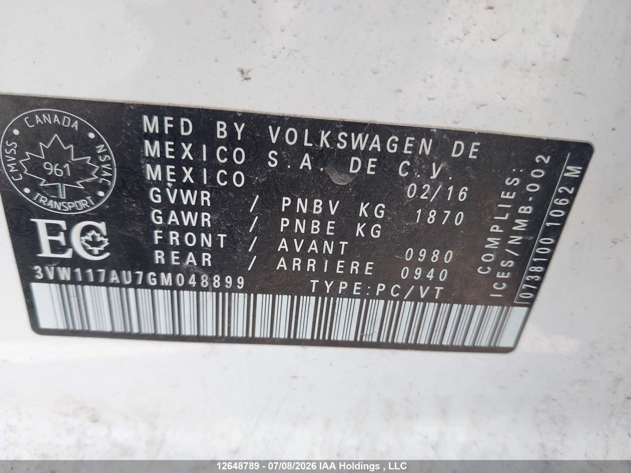 2016 VOLKSWAGEN GOLF S thumbnail 10