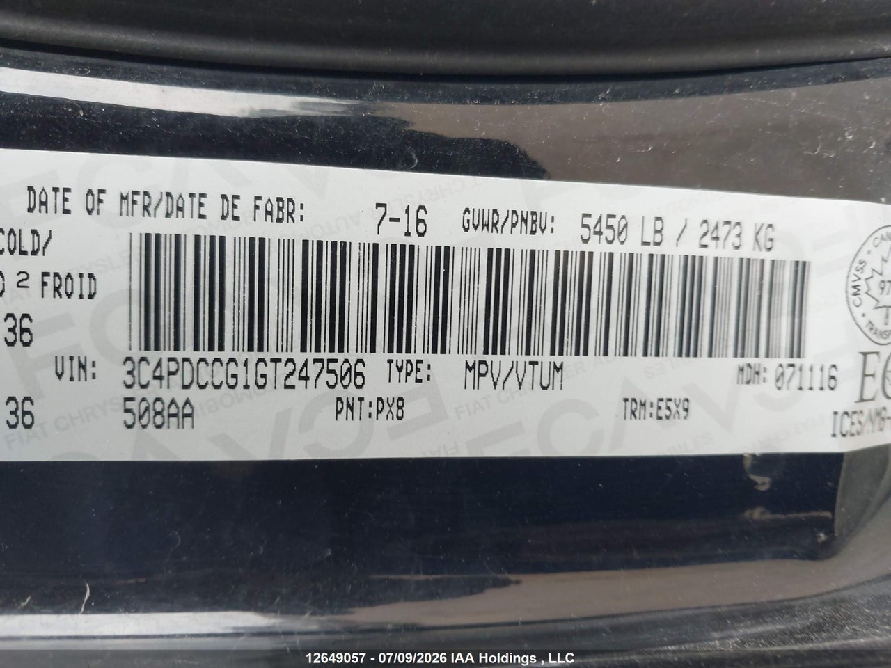 2016 DODGE JOURNEY SXT/LIMITED thumbnail 10