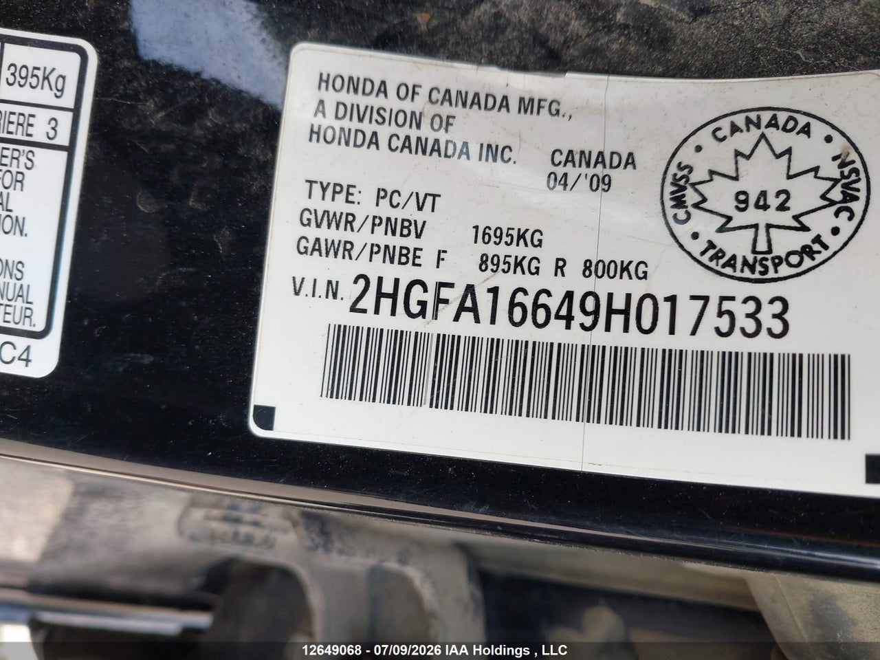 2009 HONDA CIVIC SPORT thumbnail 10